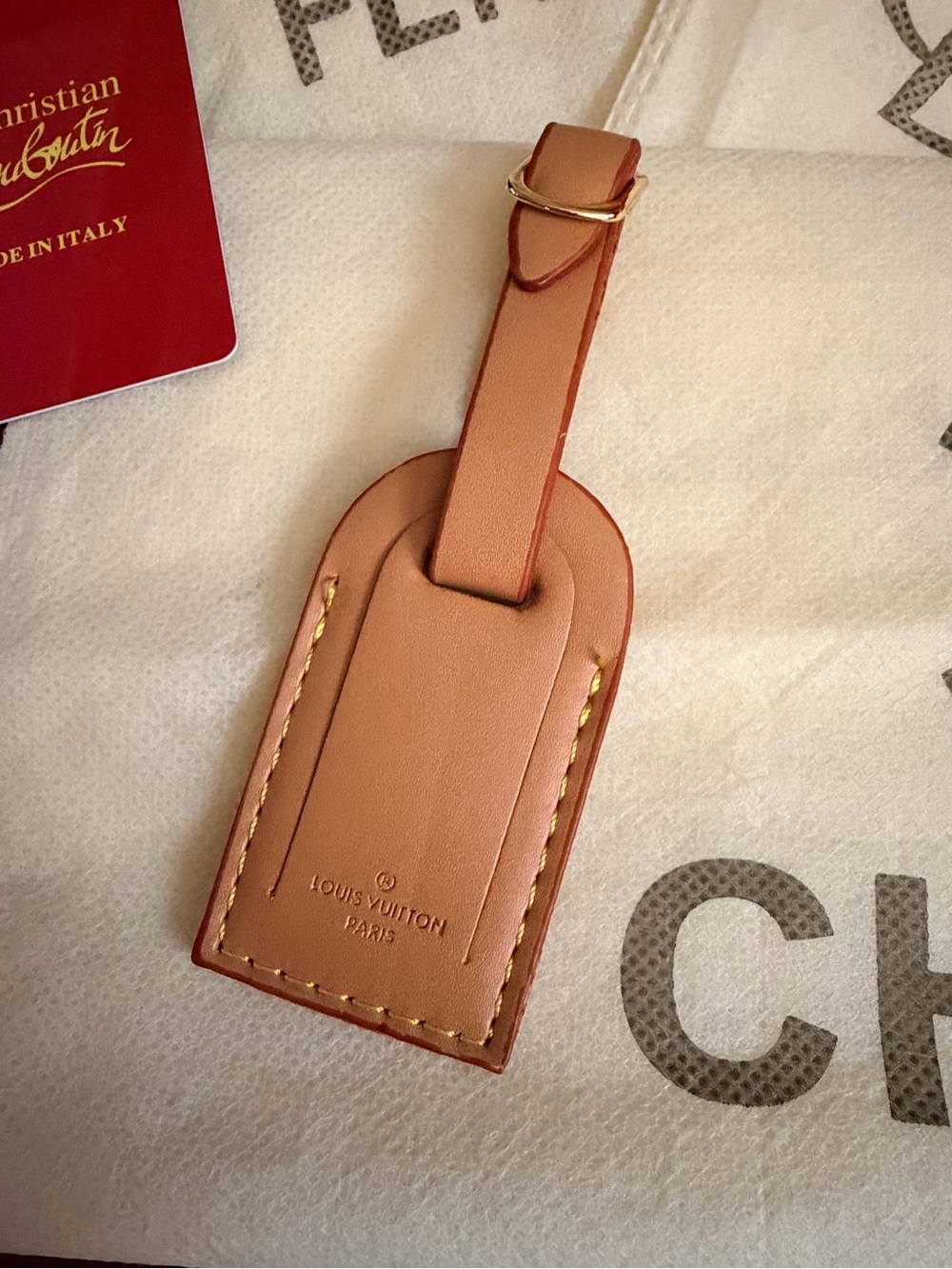 Designer fashioned Tan -Style Leather Pruse/Luggage Tag